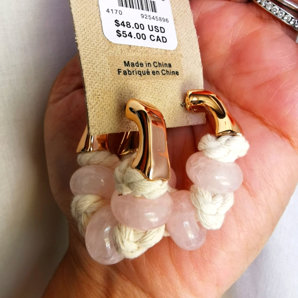 Anthropologie soft-pink stone earrings